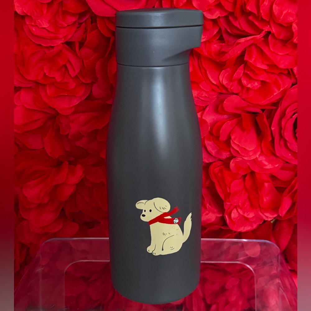 🌲NWT🐶Starbucks 2025 Holiday Puppy Stainless Steel Grey Insulated Bottle, 14 oz